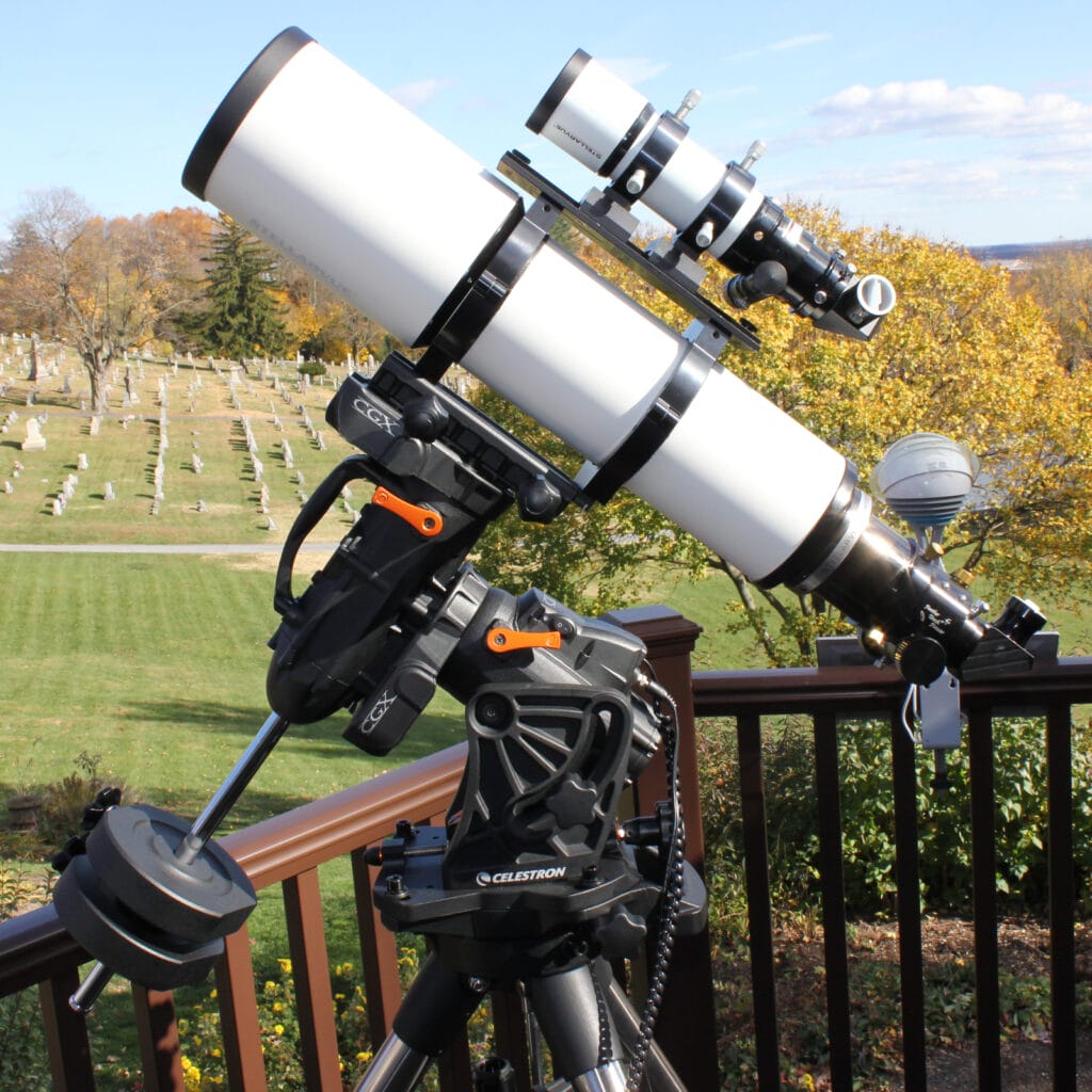 Celestron CGX-L, a heavy-duty computerized equatorial mount designed for professional-grade telescopes and advanced astrophotography applications. Features include 144mm worm gears, exceptional load capacity, and support for various accessories