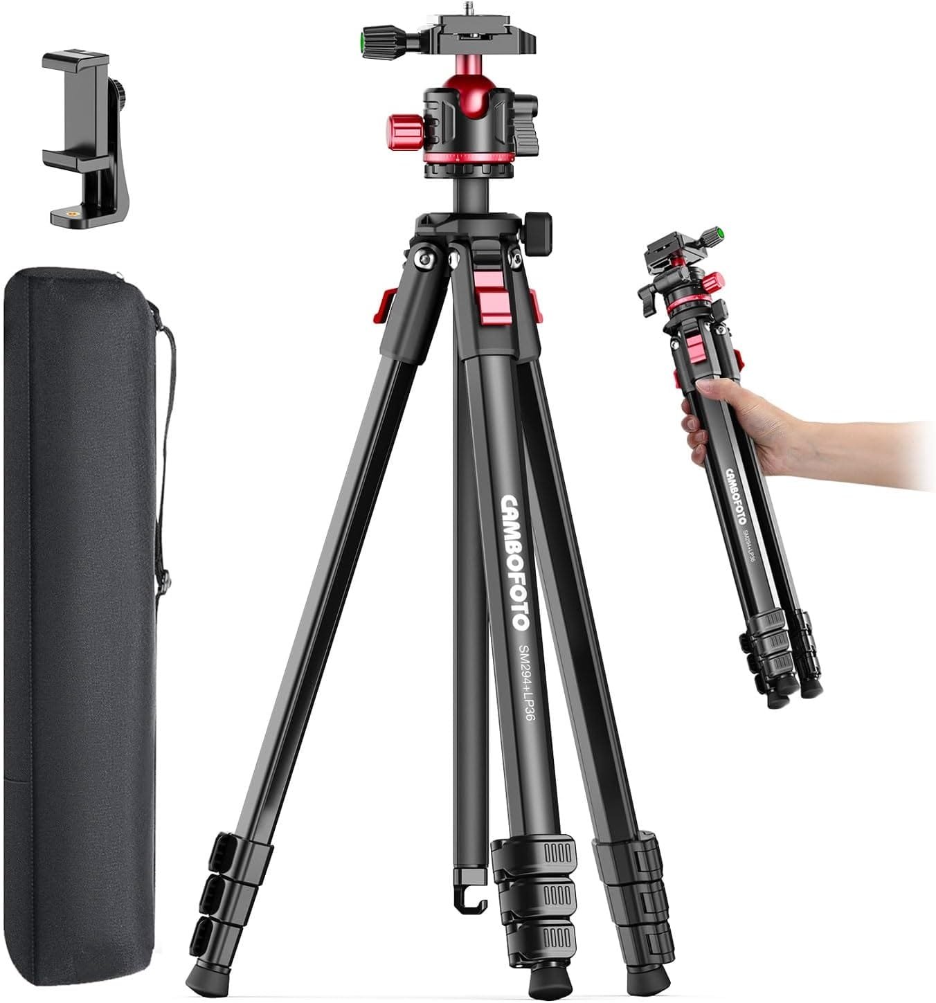 CAMBOFOTO 68″ Fluid-Head Tripod