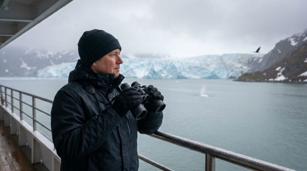 Bushnell Binoculars 10x50 Review: Two Years of Real-World Testing 4 Traveler using Bushnell 10x50 binoculars for wildlife viewing on an Alaska Inside Passage cruise