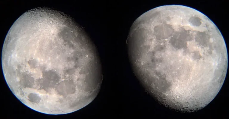 Viewed through telescope, appearing upside down in the eyepiece